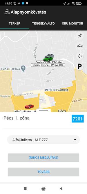 Parkolás előkészítő panel Android Parkolás előkészítő panel Android
